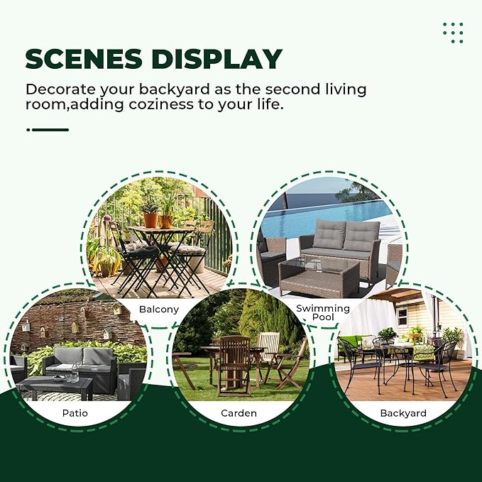 DANGHOOGY Wicker Chair Cushions, Waterproof Outdoor Loveseat Cushions