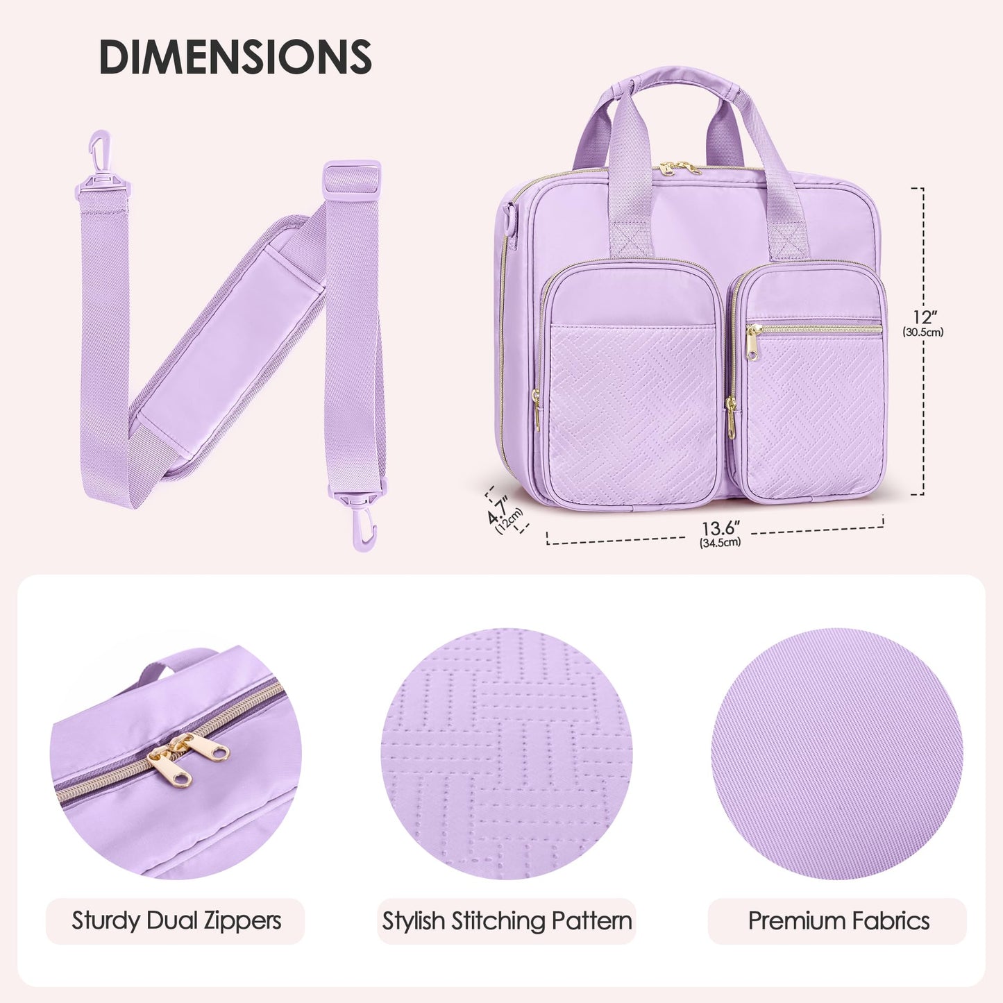 Prokva 3 Ring Zipper Binder, 2 Inch Ring Binder Organizer Bag with Shoulder Strap Fits 13 Inch Laptop and 500 Sheets, Purple(Empty Bag Only)