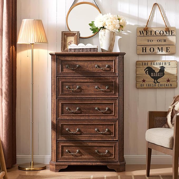 T4TREAM Farmhouse 5 Drawers Dresser