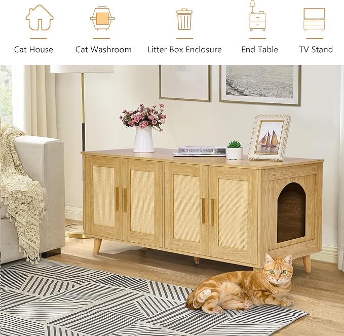 Homhedy Boho Cat Litter Box Enclosure