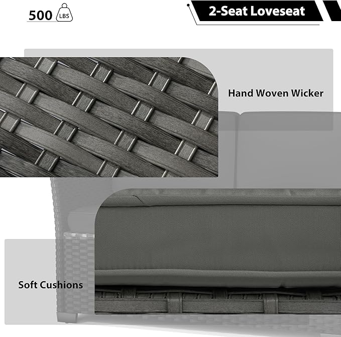 KIGOTY 7 Piece Patio Furniture Set, Outdoor PE Wicker Rattan Outdoor Dining Set