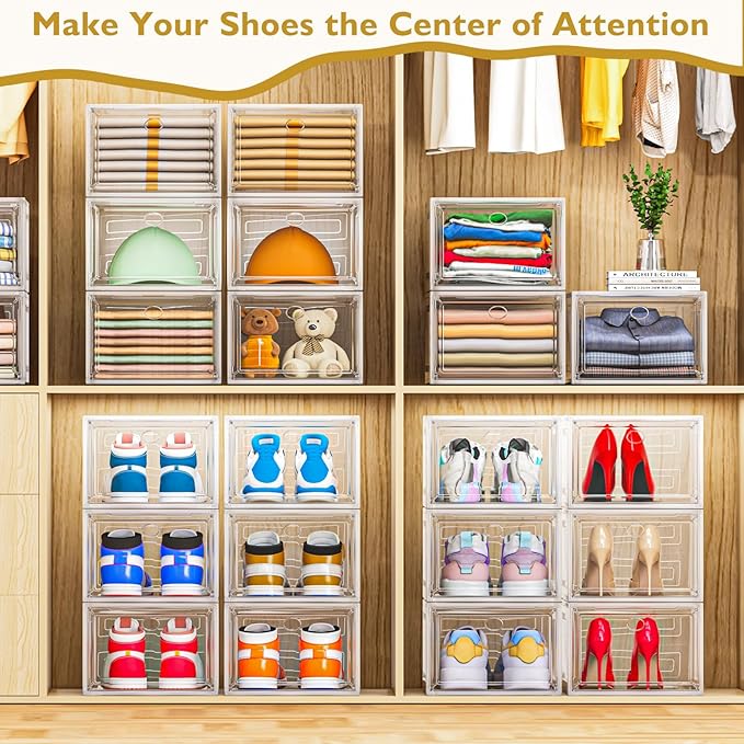 12 Pack Clear Shoe Storage Organizer