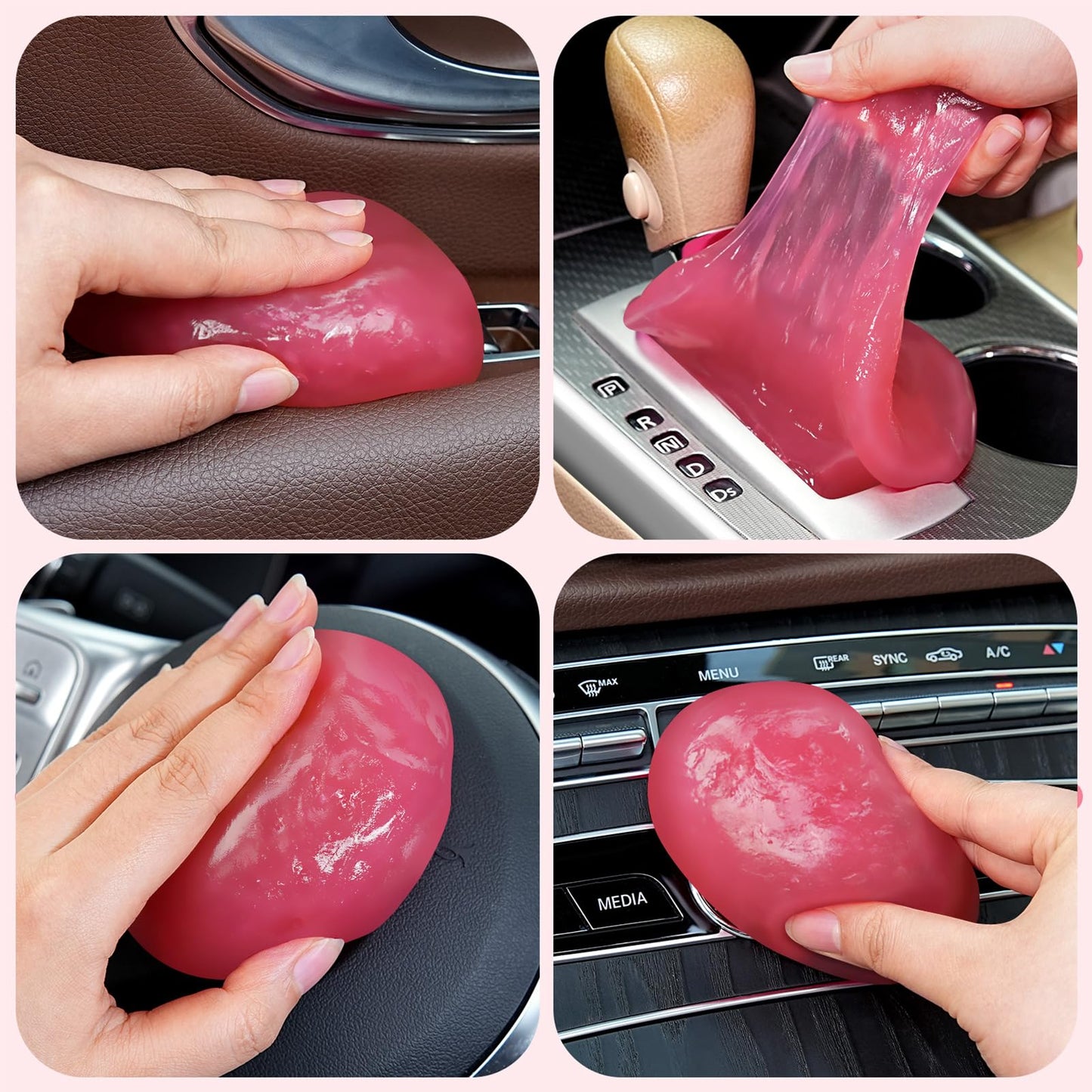 TeSabMi Car Cleaning Gel Car Cleaning Putty Car Putty Car Interior Cleaner Car Slime Car Detailing Kit Car Accessories Gifts for Men Women Stocking Stuffers Pink