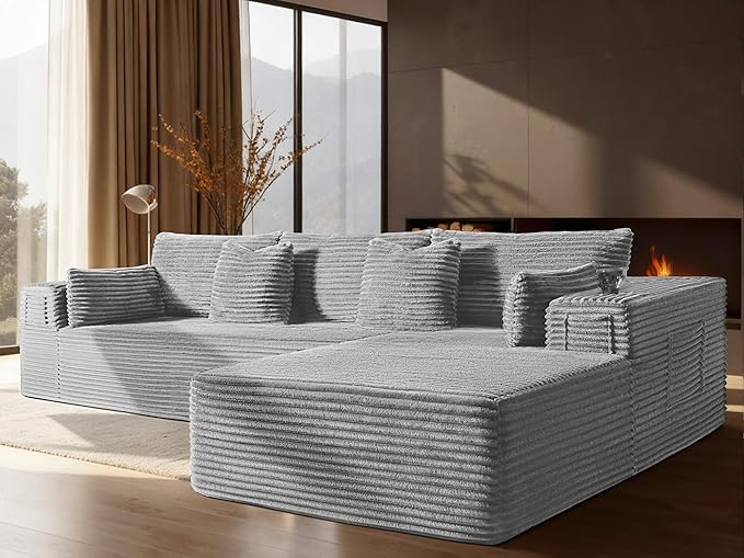 108" Oversized Cloud Sectional Couch, Comfort L Shaped Boneless Couch