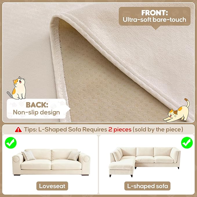 Loiion Velvet Sofa Cover, Ultra Soft Waterproof Non-Slip Couch Cover