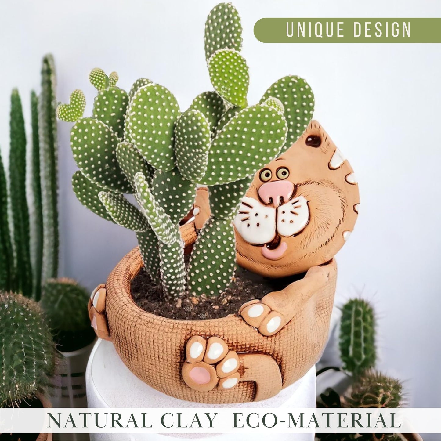 STP GOODS Ceramic Pot, Plant Pots, Modern Decorative Planters for House Plants Indoor Flowers Plants, Cute Flower Pot - Gifts (Cat)