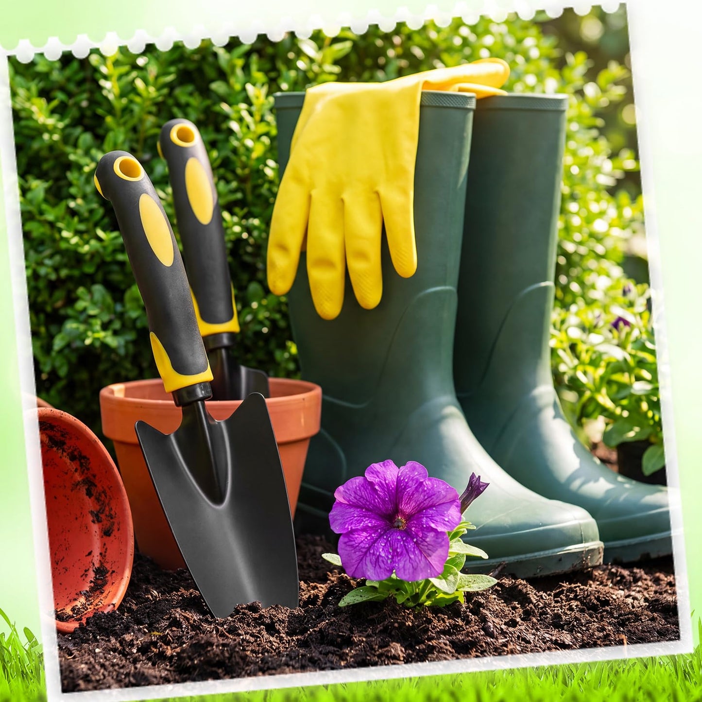 Yaocom 12 Pcs Garden Shovel Aluminum Alloy Heavy Duty Trowel Small Digging Shovels Metal Hand Trowel Spade with Soft Handle for Garden Lawn Yard Planting Tool (Large Shovel,Yellow)