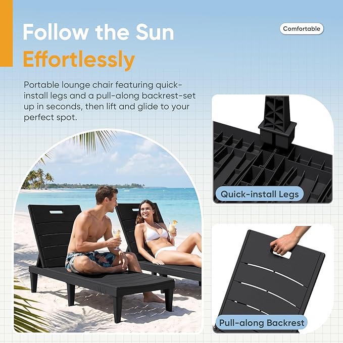 Greesum Outdoor Chaise Lounge Chairs Set of 2
