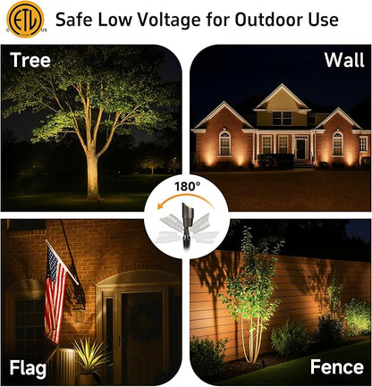 Gardenreet Solid Brass Spot Lights - Low Voltage Landscape Spotlight Outdoor, 12V LED Uplights Wired, Waterproof Electric Bronze for Patio Wall Without MR16 Bulb (6 Pack)