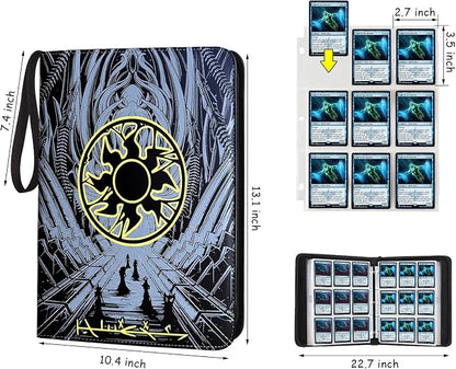 9 Pocket Card Binder, 720 Double Sided Pocket Trading Card Binder, Premium PU Card Collector Album,Card Folder for MTG/YGO/PTCG/Game Cards(Yellow)