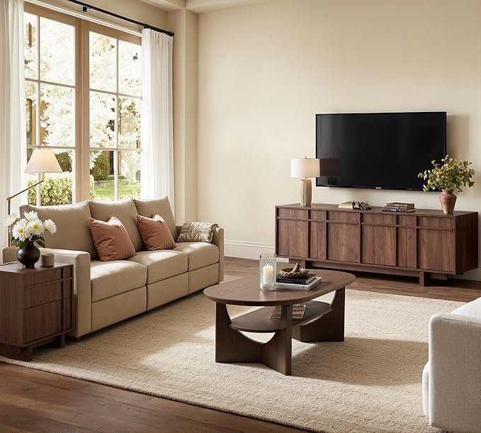 TV Stand for 75 Inch TV, Mid Century Modern TV Stand