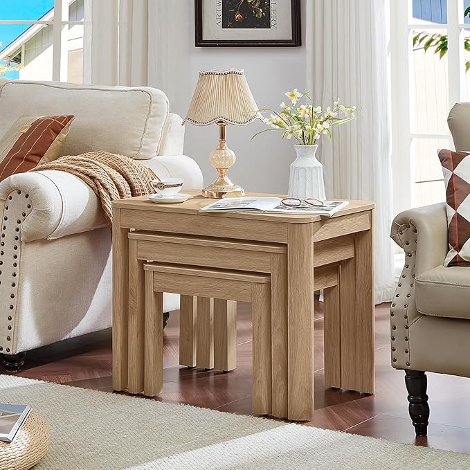 Joaxswe Farmhouse Nesting Tables Set of 3, Nesting Side Tables