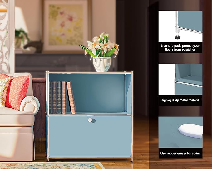 32.5-Inch Flip-Top Side Table & Buffet Cabinet
