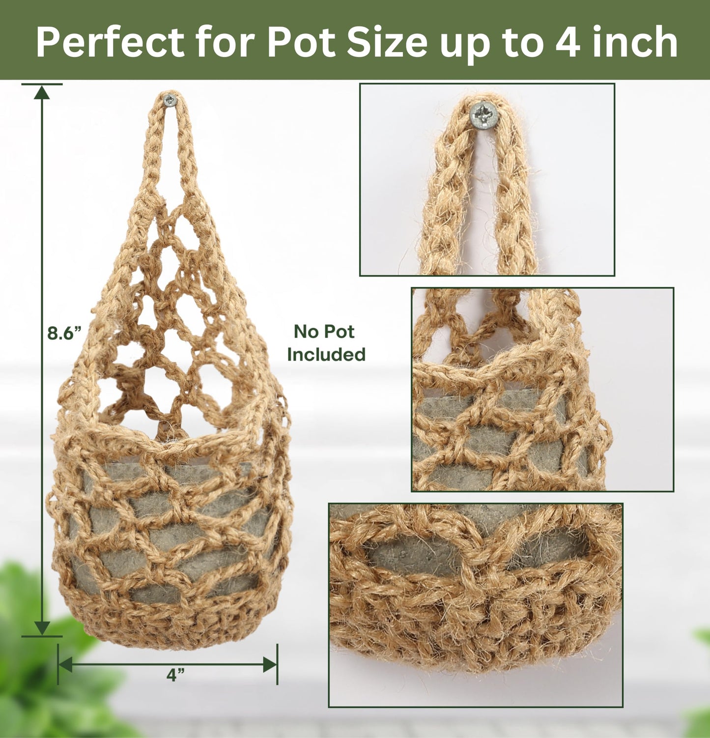 Shineloha 3 Packs Hanging Planters for Indoor Plants up to 4 in., Wall Plant Holder | Plant Hanger Indoor, Wall Planters for Indoor Plants, Hanging Plant (3PK, for 4 inch Pot)