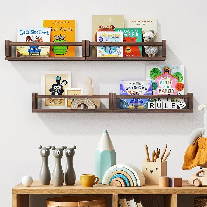 Fixwal Floating Book Shelves for Wall, 16.5 Inch Nursery Book Shelves for Kids