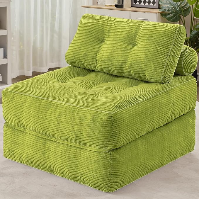 HABUTWAY Folding Sofa Bed, Convertible Sleeper Chair Bed w/Dual-Pillow & Handle