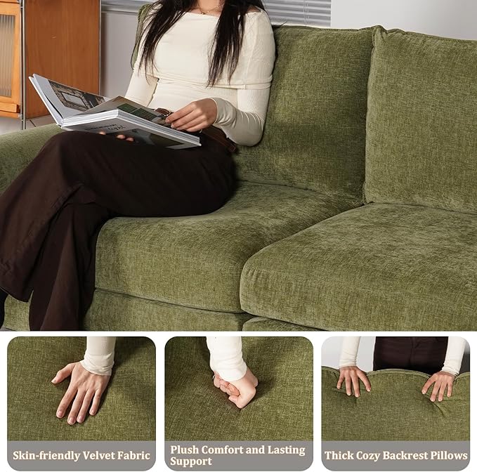 EASE MOOSE 100" Chenille L-Shaped Sectional Sofa, Modern Deep Seat Modular Couch