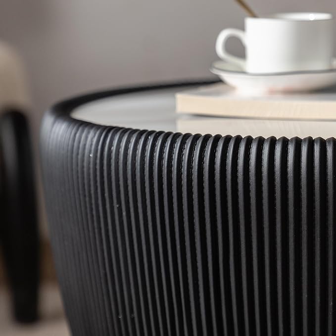 SSLine Bowl-Shape Small Coffee Table Modern Sintered Stone Top Coffee Table in