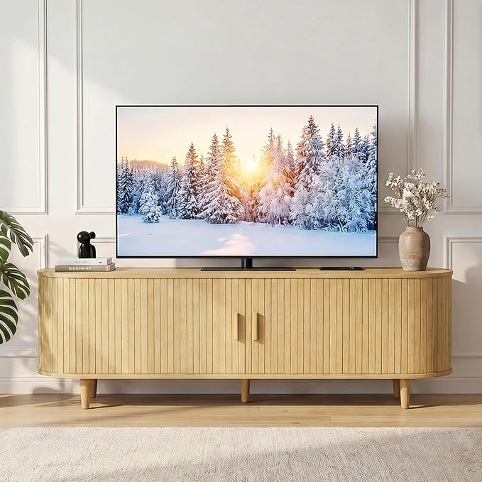 65" Mid Century Modern TV Stand, Wood TV Consoles