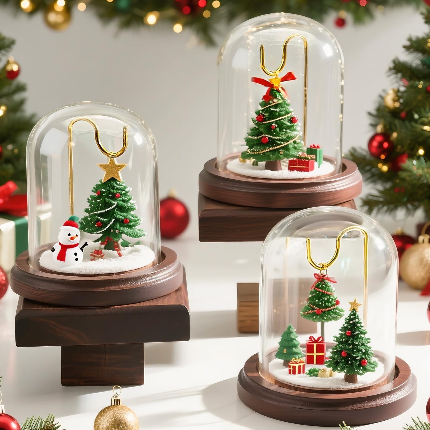 H&D HYALINE & DORA 3 x 4 Inch Clear Watch Glass Display Dome Cloche With Hook and Wooden Base, Bell Terrarium Jar for Watch Plants Medals Photos Collectibles