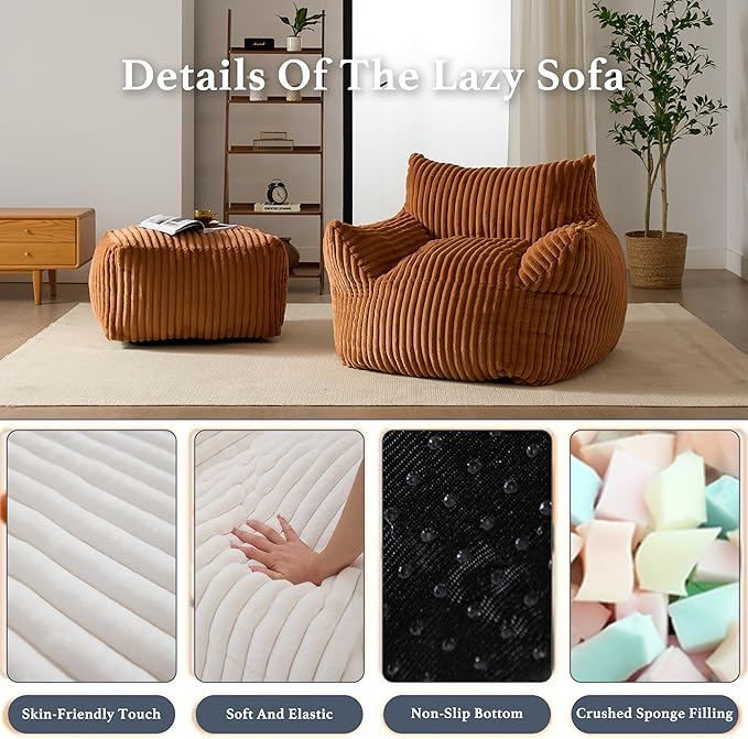 Gericco Oversized Bean Bag Chaise Lounge Chair Indoor