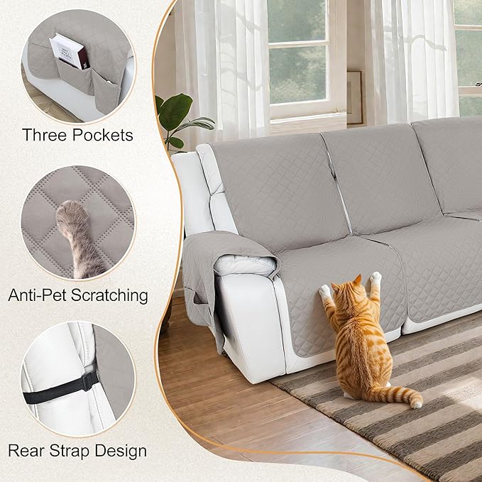 HDCAXKJ 100% Waterproof Reclining Sectional Couch Covers L Shape Recliner Sofa