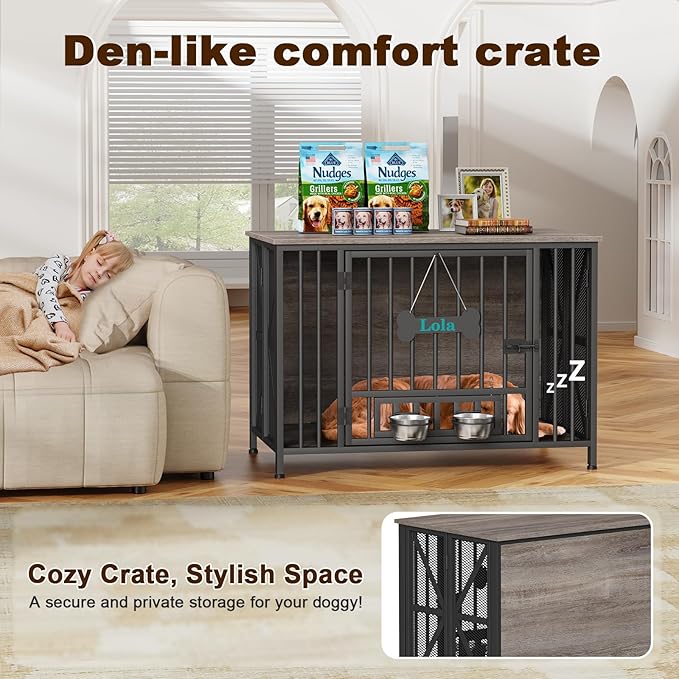 EasyCom Foldable Dog Crate Furniture, 41.3" Dog Crates