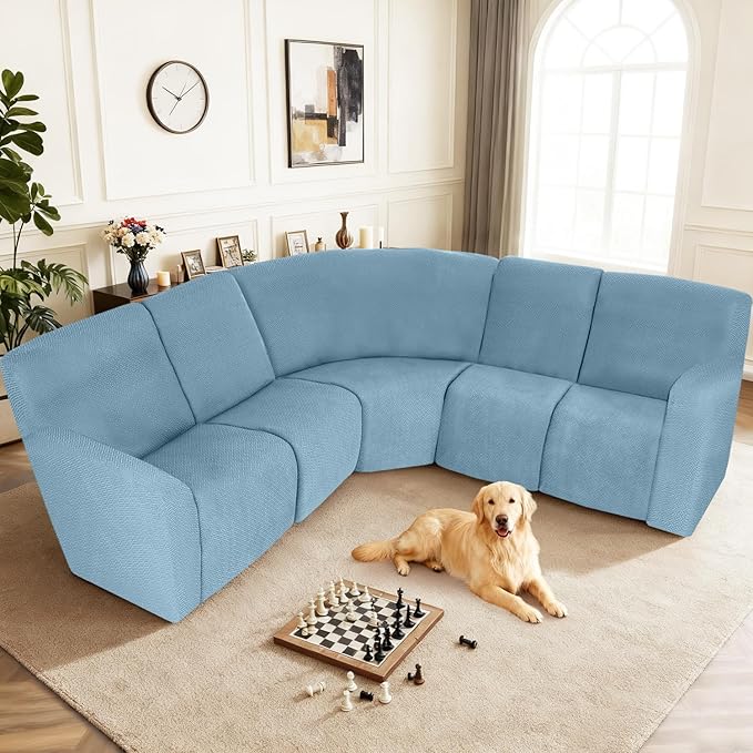 ALIECOM 100% Waterproof Recliner Sectional Couch Covers L Shape Stretch Corner