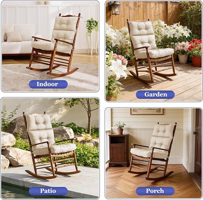 Rocking Chair Cushion, Waterproof and Fade-Resistant Adirondack Rocker Cushions