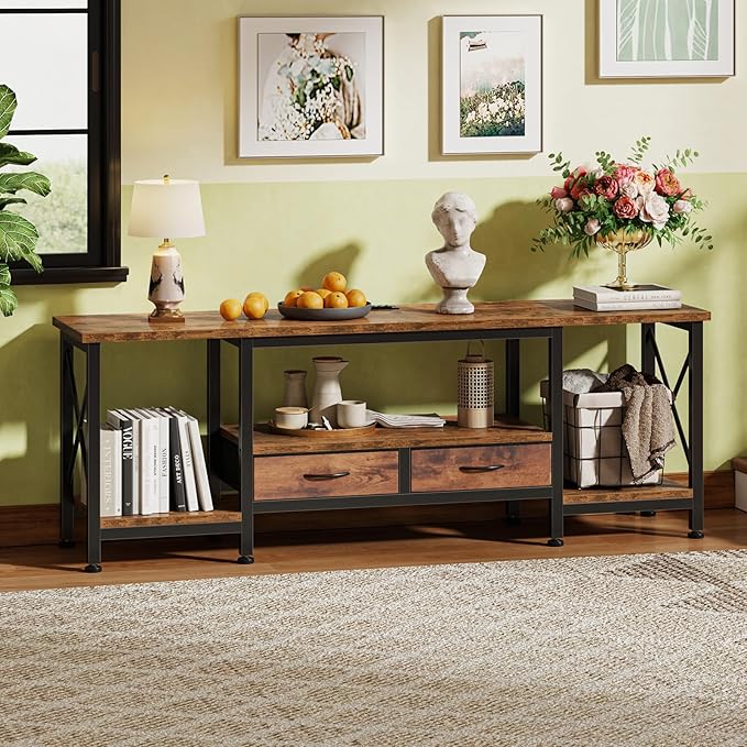 DUMOS 63” TV Stand with Power Outlets, Entertainment Center