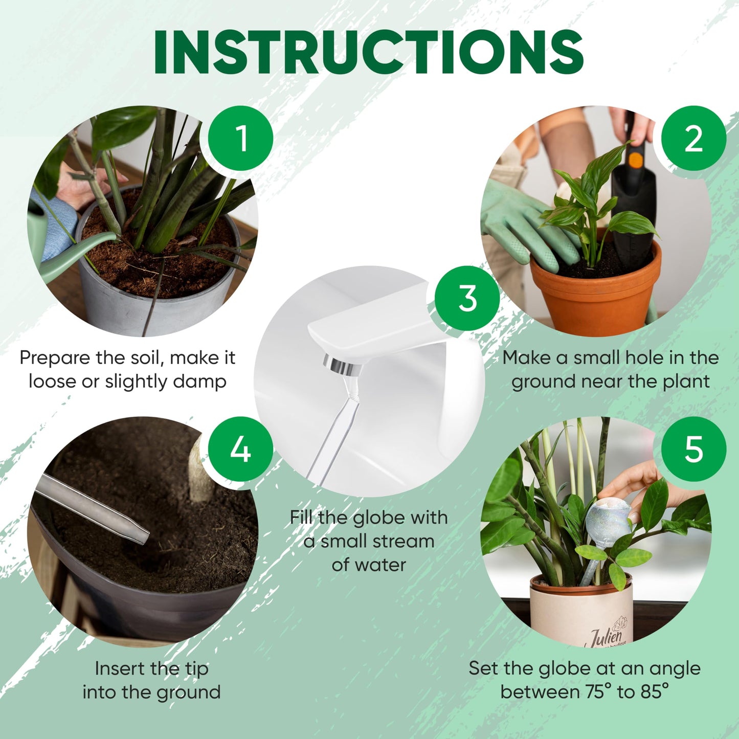 Mission Gallery Clear Plant Watering Globes Set of 2 - Small Self Watering Globes for Indoor & Outdoor Plants - Automatic Glass Watering Bulbs for Daily Use, Plant Watering Devices
