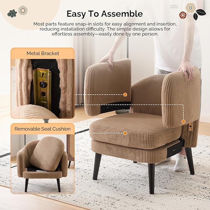 VINGLI 30.3" Wide Modern Barrel Accent Armchair