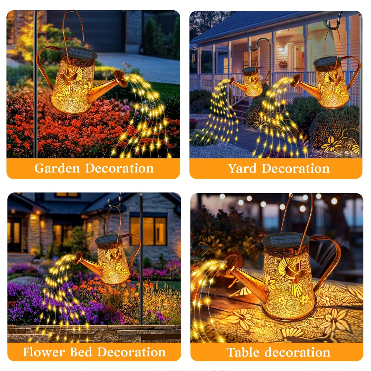 Vcdsoy Solar Watering Can Lights,Hummingbird Mother's Day Gifts for Women Mom Grandma Birthday, Large Hanging Solar Lantern Waterproof Outdoor Garden Decorations for Yard Porch Landscape Patio Pathway