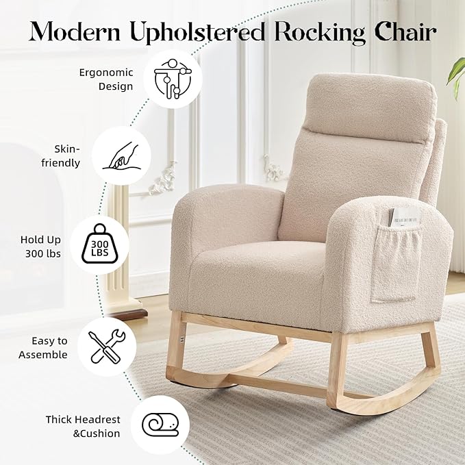 GAOMON Rocking Chair Glider for Nursery, Comfy Rocker Nursery