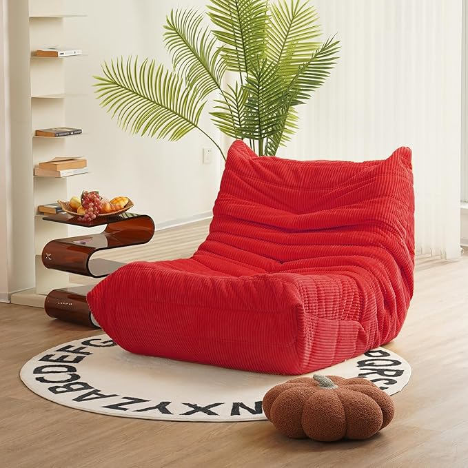 N&V Fireside Mid Century Armless Floor Sofa, Soft Premium Corduroy Floor Lounge