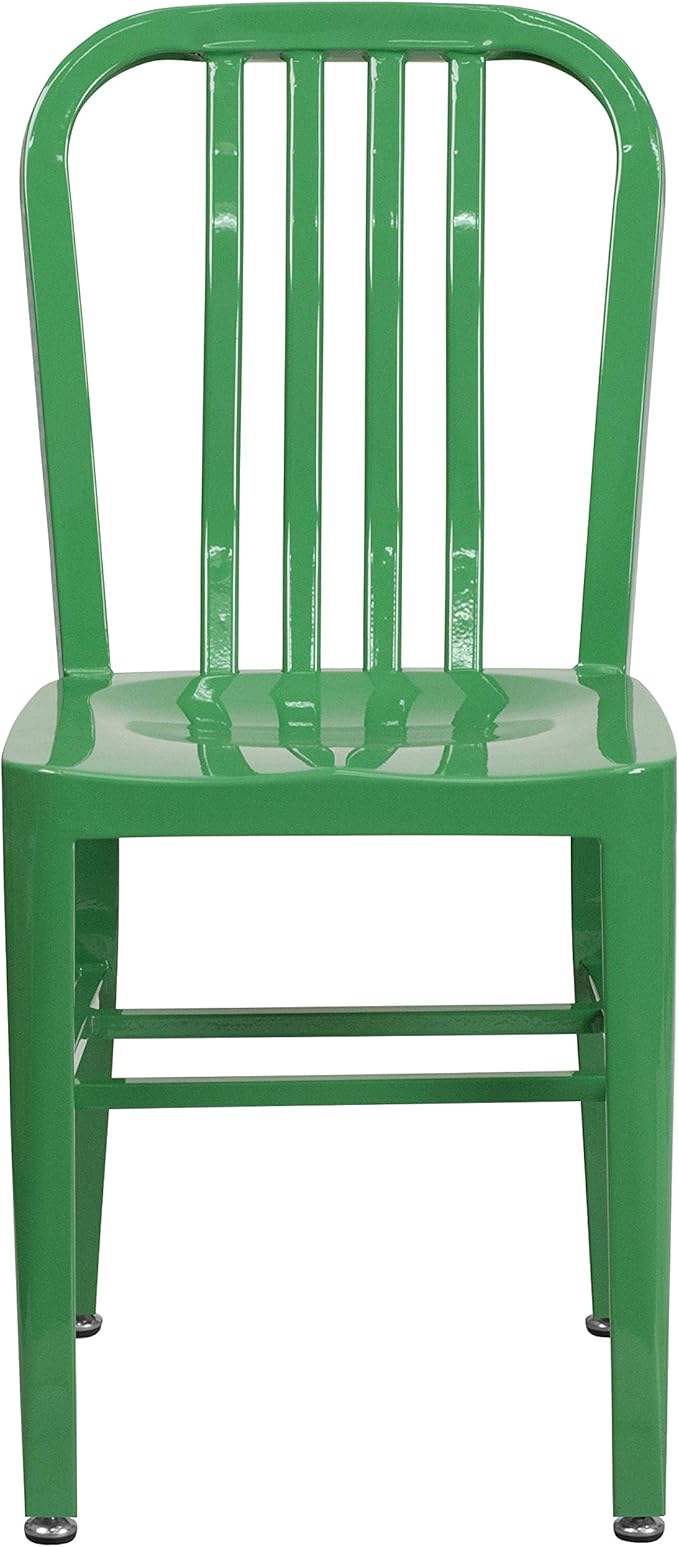 Flash Furniture Gael Commercial Grade 2 Pack Green Metal Indoor-Outdoor Chair