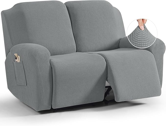 TAOCOCO Recliner Loveseat Slipcover, 6 Pieces Dual Recliner Sofa Covers