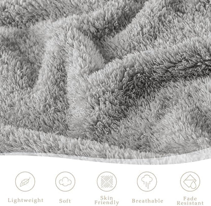 Exclusivo Mezcla Fleece Twin Size Bed Blanket, Ultra Soft, Lightweight and Fuzzy Light Grey Blanket for Women, Home Decor, 60x80 Inches