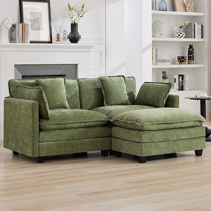 76'' Cloud Deep Seat Loveseat Sofa, Upholstered Chenille Modular 2-Seats