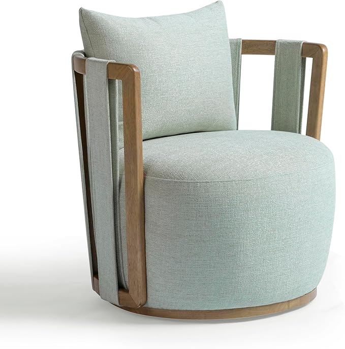 First of a Kind Swivel Chair in Mint Green Fabric