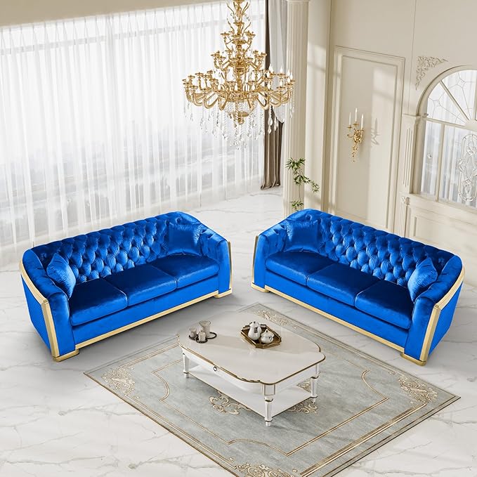 DAMAIFROM Mid Century Modern Chesterfield Sofa Couch, 3 Seat Tufted Sofas