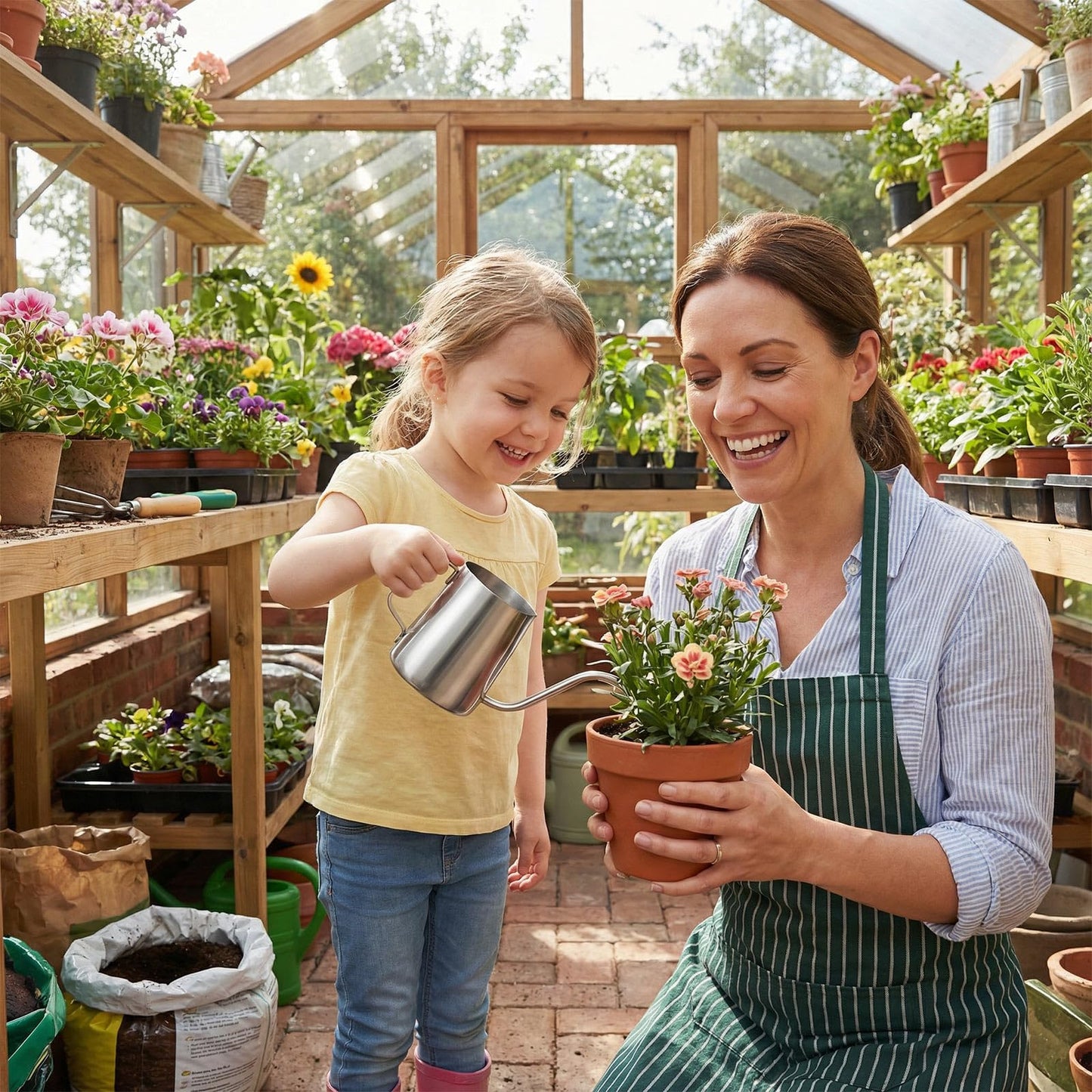 350ml Small Watering Can for Indoor Plants, 12oz Mini Plant Watering Pot with Long Spout and Handle, Silver Tiny Stainless Steel Watering-Can for Outdoor Indoor Plants Flower Garden