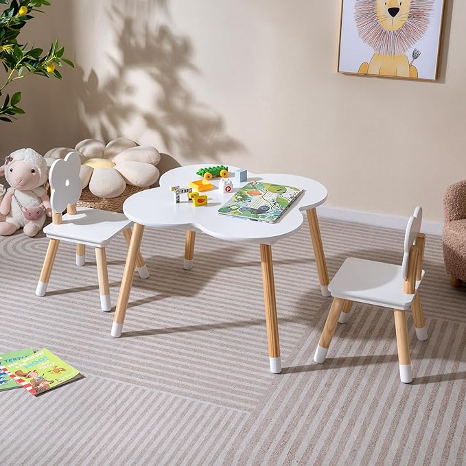 Costzon Kids Table and Chairs, Wooden Toddler Desk Set