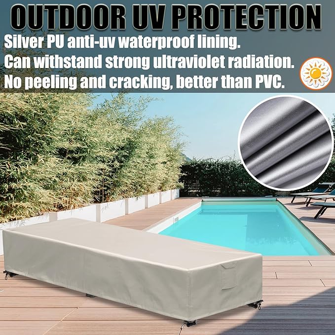Lounge Chair Covers Outdoor Waterproof Patio Chaise Lounge Cover 600D Weather