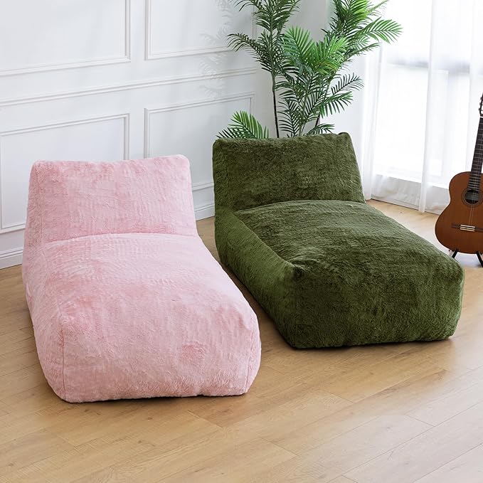 Giant Bean Bag Chair for Adults, Big Faux Fur Plush Bean Bag Lounger, Large