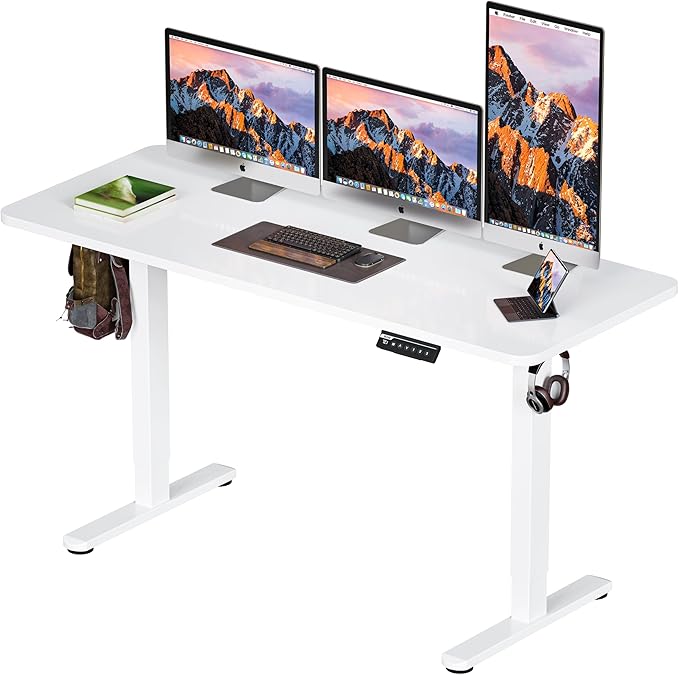 BIZUM Electric Standing Desk 60 x 24 Inch Computer Desk-Gaming Desk White Home