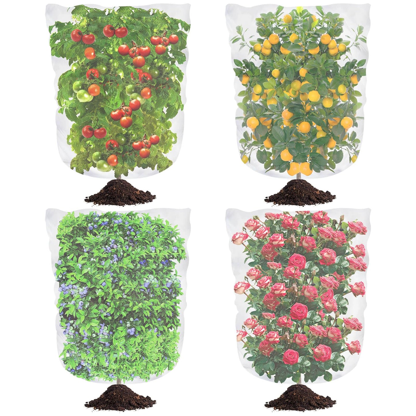 Tetutor 4Ft x 6Ft Blueberry Bush Netting Cover,4 Pack Bird Netting for Blueberry Bushes, Garden Netting Insect Pest Barrier with Drawstring, Plant Fruit Tree Netting Net for Garden Protection