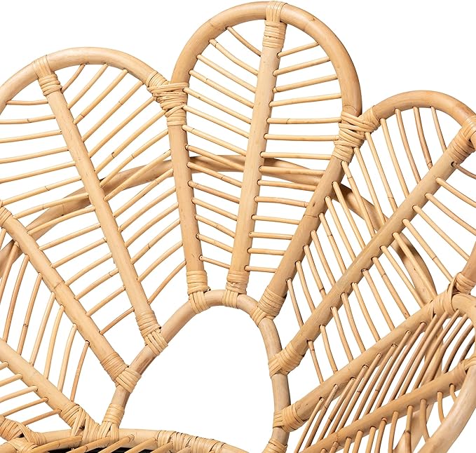 bali & pari Garan Modern Bohemian Natural Rattan and Black Metal Accent Chair