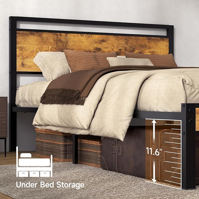 Z-hom Upgraded Full Size Bed Frame, Heavy Duty Metal Sturdy Full Bed Frame