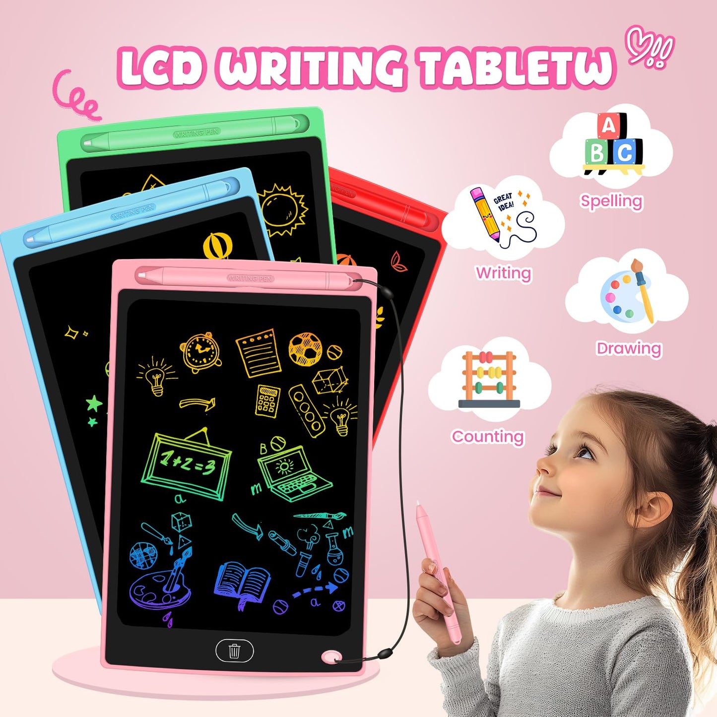 20 Pack LCD Writing Tablet for Kids - Erasable and Reusable Toddler Doodle Board in 8.5 inch, Ideal Drawing Pad for Learning Toy for Ages 3-8, Gift for Girls Boys (20 Pack)